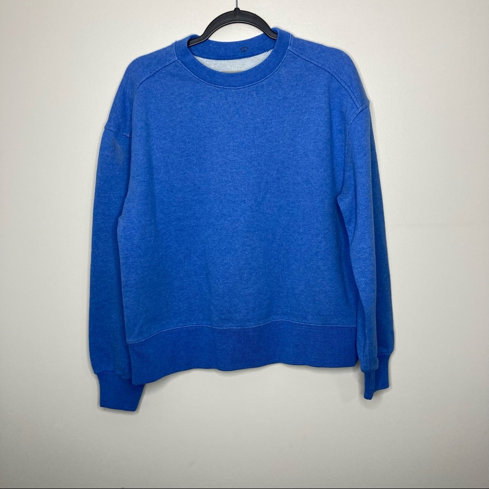 NWOT EVERLANE Organic Cotton Crew Neck Sweatshirt Heather Blue Small